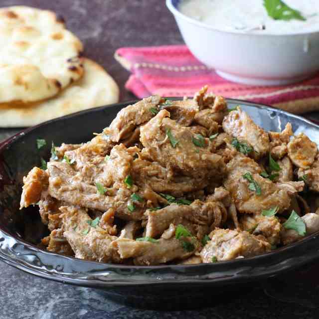 Spicy Shredded Pork w/Cucumber Raita Sauce