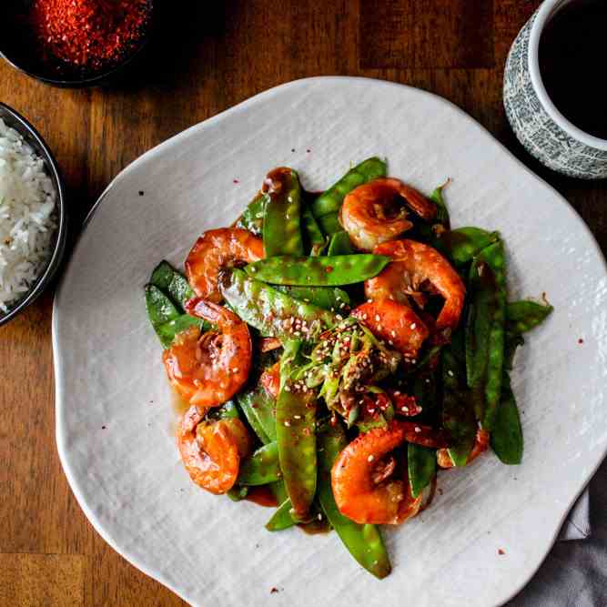 Spicy Garlic Shrimp w Snow Peas