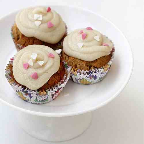 Almond Cupcakes with Salted Caramel Butter