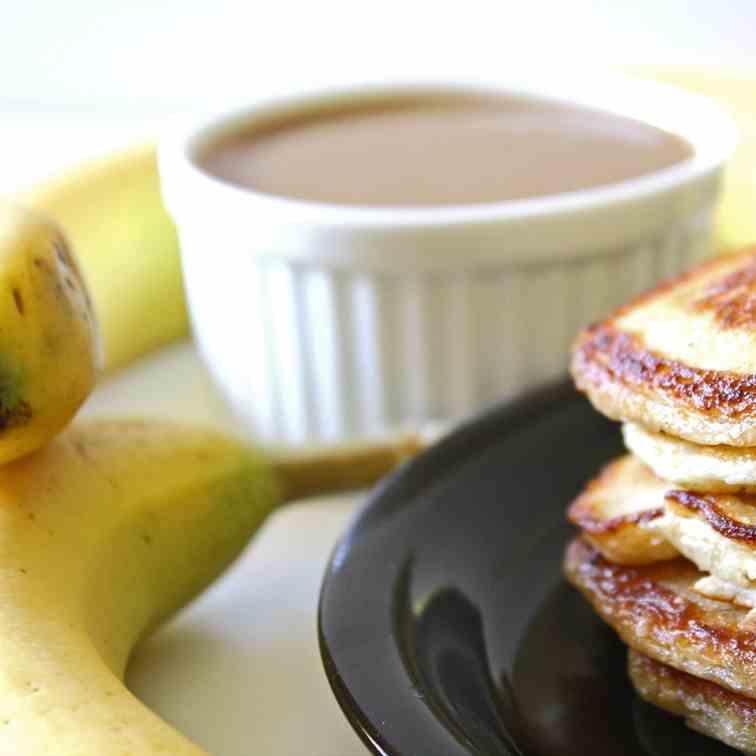 Banana Pancakes with Peanut Butter Syrup