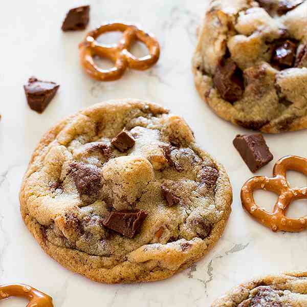 Salted Pretzel and Nutella Chip Cookies