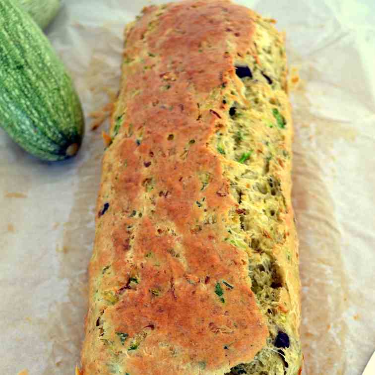 Mediterranean zucchini bread with semi sun