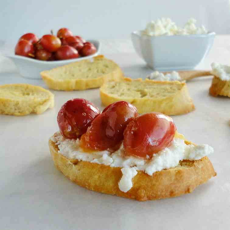 Ricotta & Roasted Grape Crostini