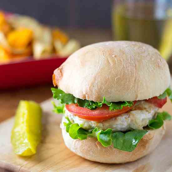 Oven Grilled Boursin Chicken Burgers