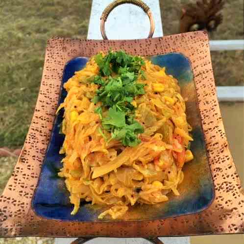 Cabbage-Corn - Bell pepper Sabji 