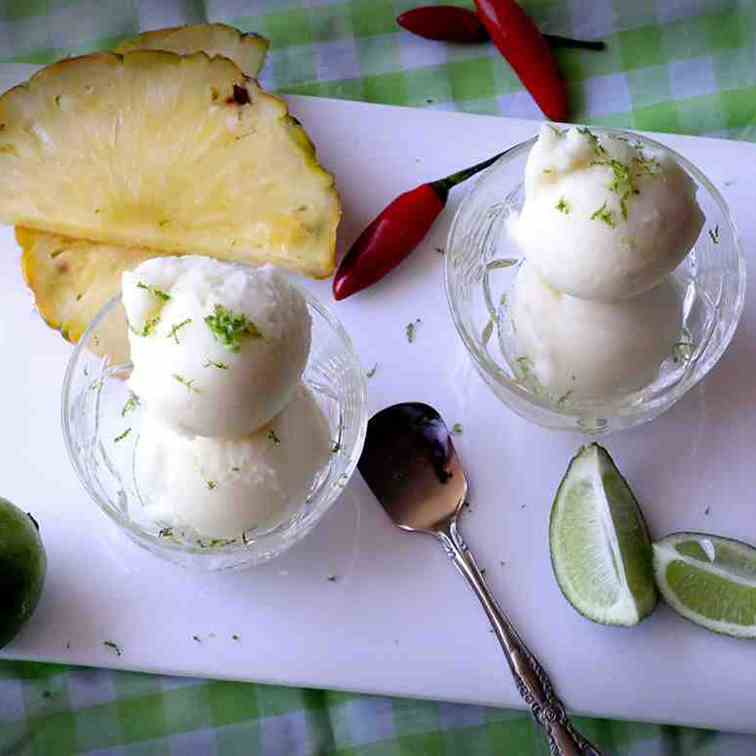 Pineapple, Lime and Chilli Sorbet