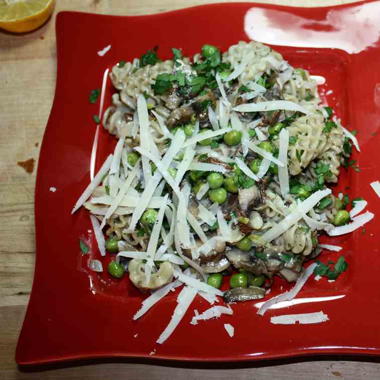 Pasta with Mixed Mushrooms & Peas