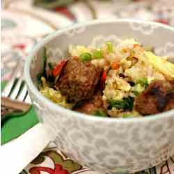 fried rice pilaf with Italian sausage