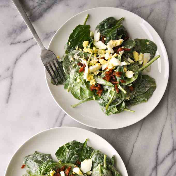 Spinach Salad with Bacon and Eggs