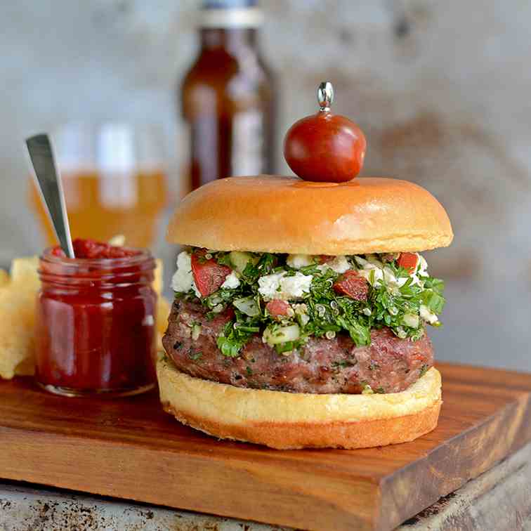 Tabouleh Turkey Burgers with Feta