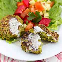Chickpea Burgers with Tahini Dressing