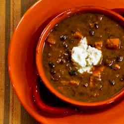 Vegetarian Black Bean & Sweet Potato Soup