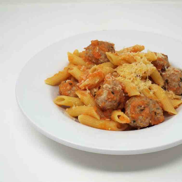 Penne with Mini Turkey Meatballs