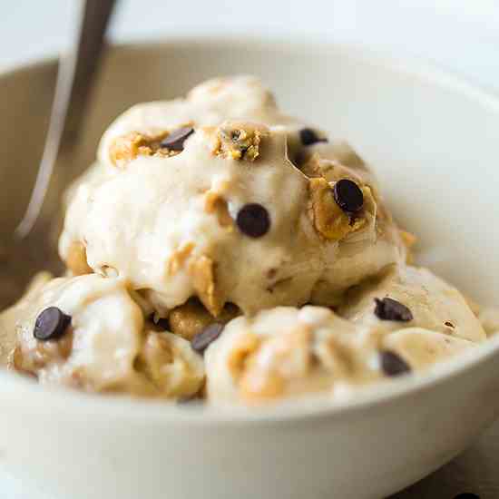 Vegan Banana Ice Cream with Cookie Dough