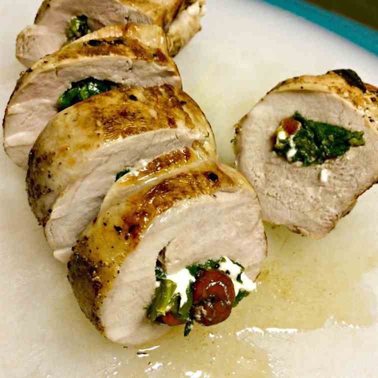 Cherry and Goat Cheese Stuffed Pork Loin