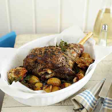 Oregano, lemon, garlic roasted lamb