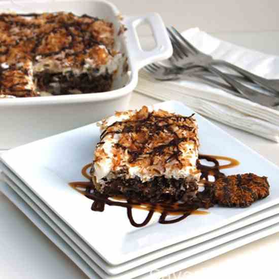 chocolate samoa dessert lasagna