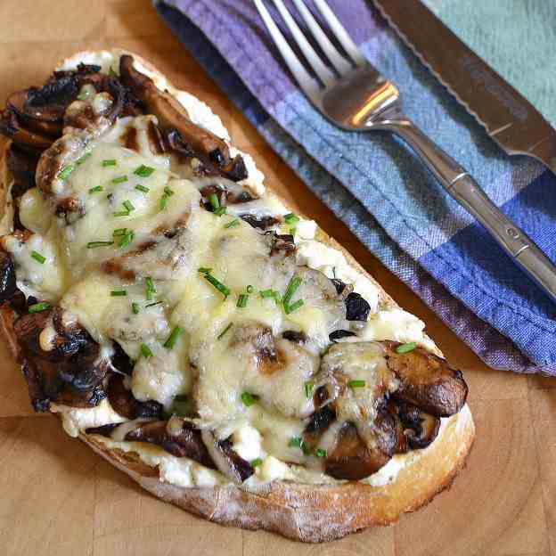 Mushroom Ricotta Open Faced Sandwich