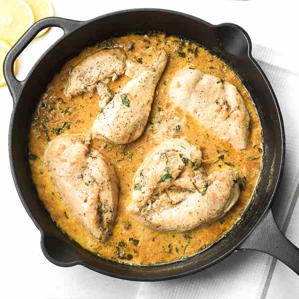 Skillet Chicken with Lemon Garlic Sauce