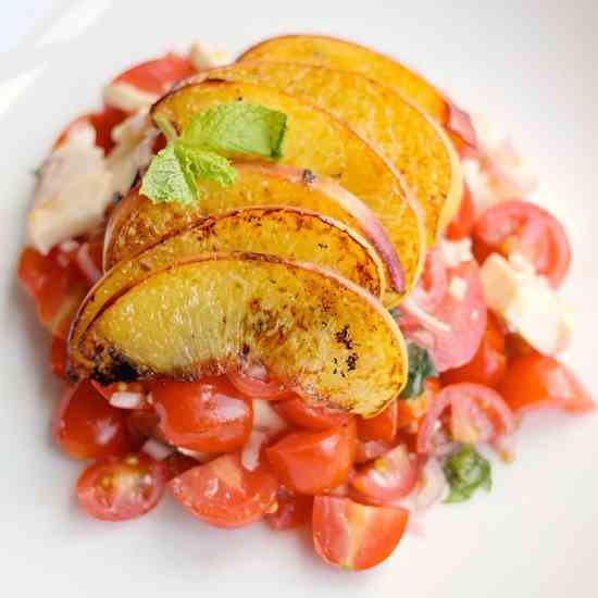 Caprese Salad with Charred PEaches