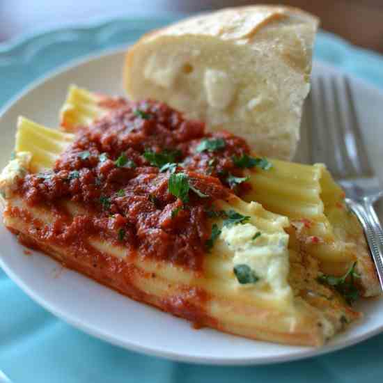 Three Cheese Stuffed Manicotti