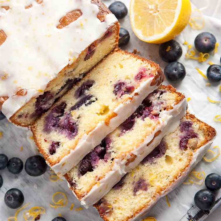 Double Glazed Blueberry Lemon Pound Cake
