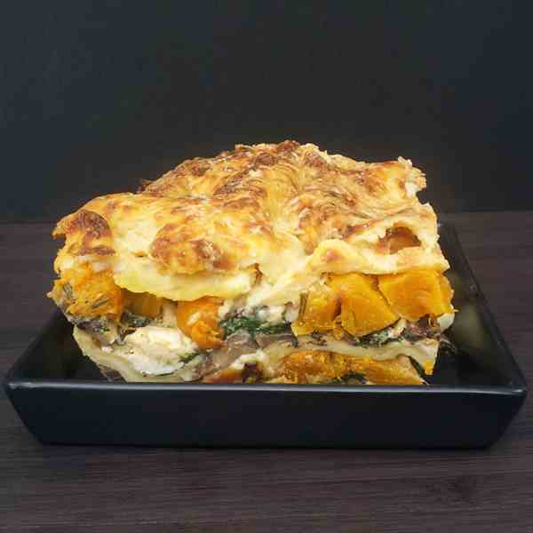 Butternut Squash, Spinach Mushroom Lasagna