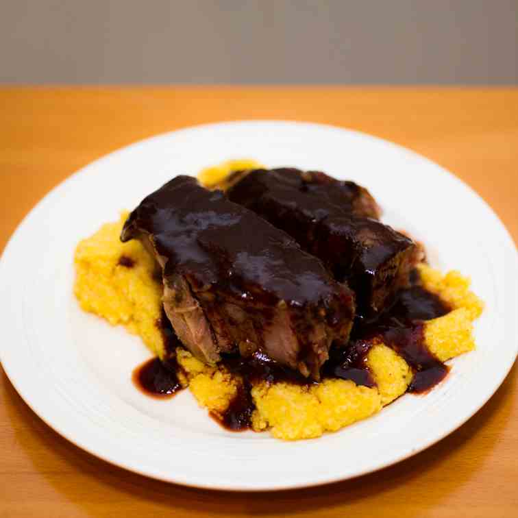 Sous Vide Short Ribs with BBQ Wine Sauce