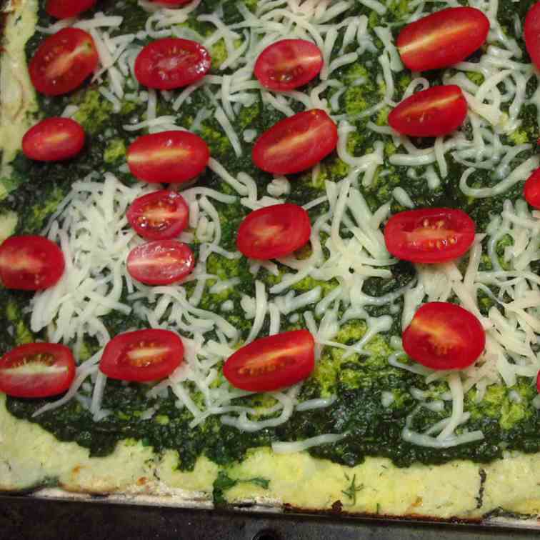 Pesto Pizza on a Cauliflower Crust