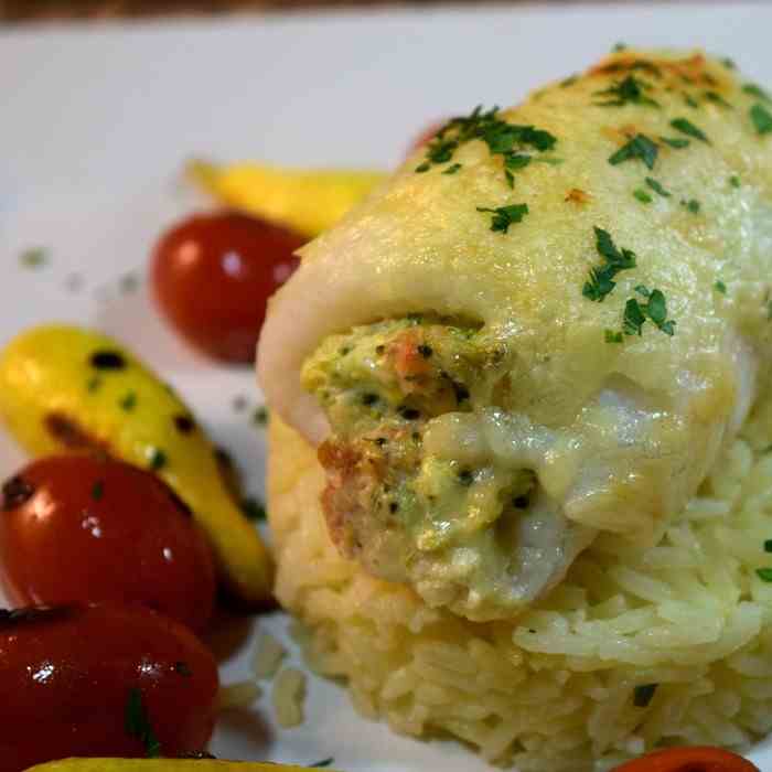 Broccoli-Parmesan Stuffed Grouper