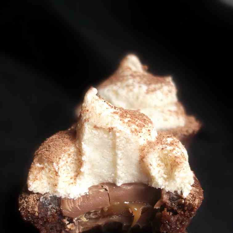 Rolo Brownie Bites with Caramel Cream