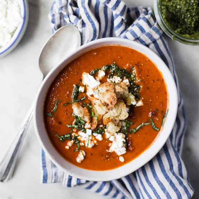 Roasted Red Pepper and Tomato Soup