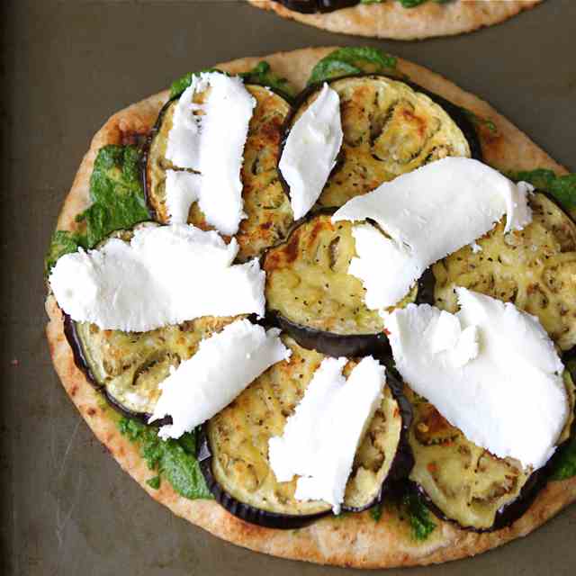 Vegetarian Naan Pizza w/Eggplant & Pesto
