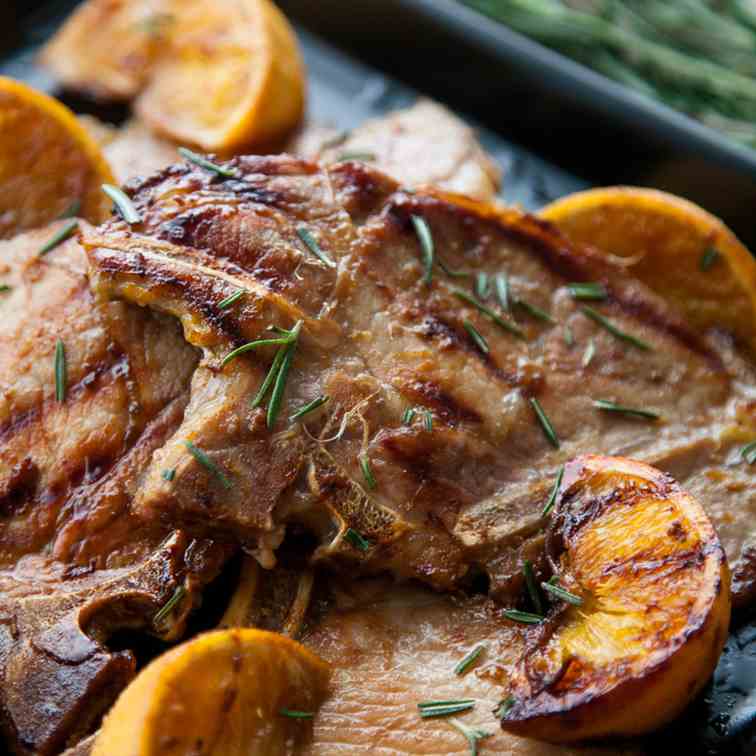 Grilled Orange Rosemary Pork Chops