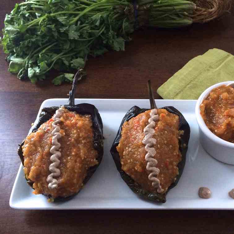 Vegan Poblano Chile Rellenos