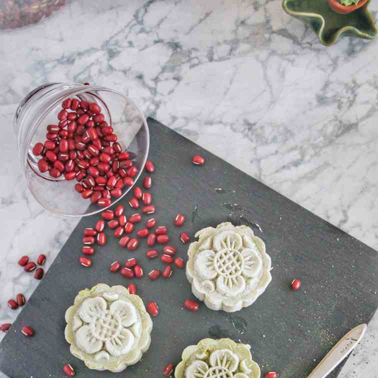 Matcha Red Bean Mooncakes