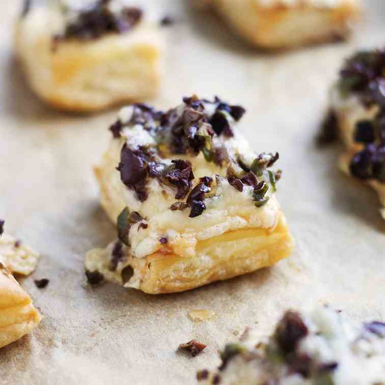 Olive and Gruyere Puff Pastry Tartlets