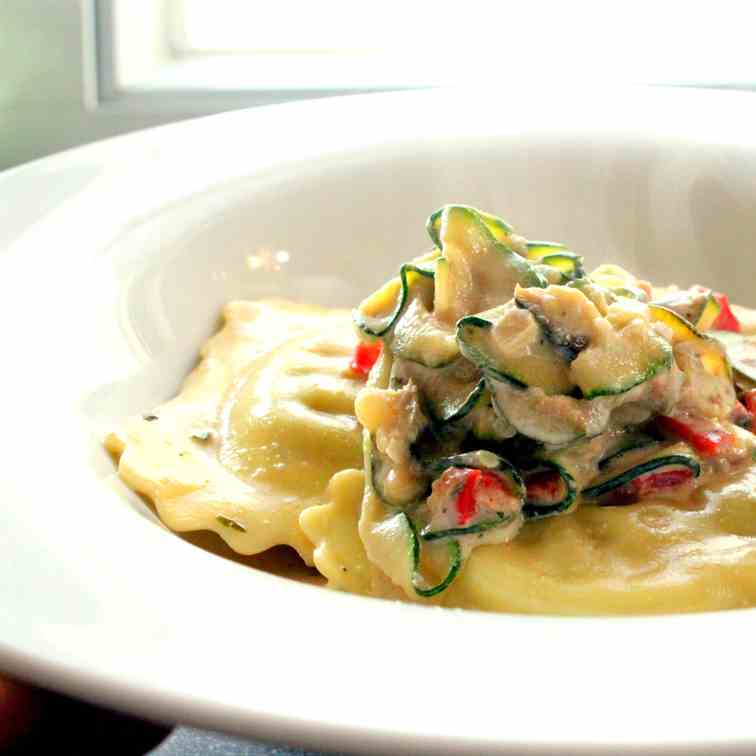 Ravioli with Zucchini Cream Sauce