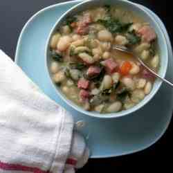 smoked ham, kale and white bean soup