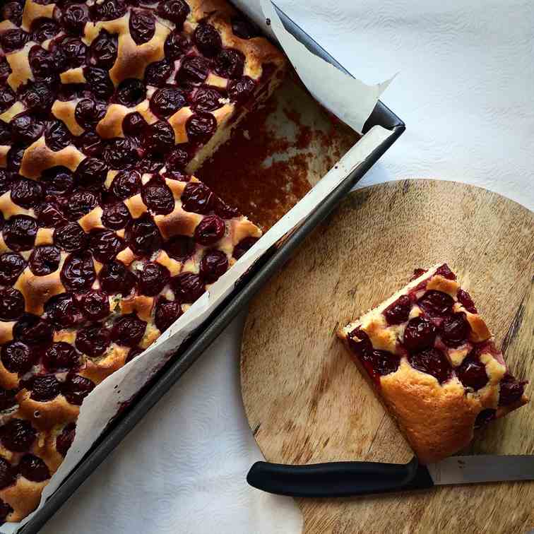 Fluffy cherry sponge cake