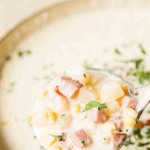 Ham and potato corn chowder