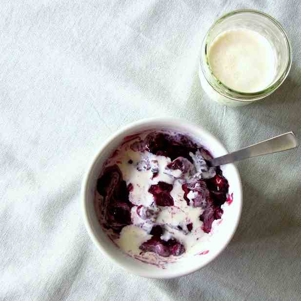 Blueberry Flummery with Cream