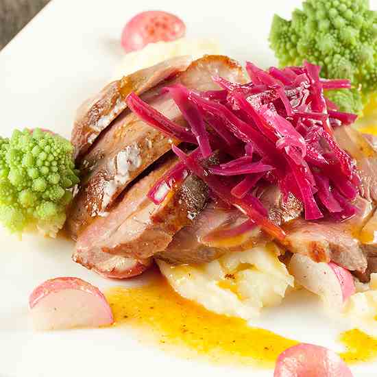 Juicy duck breast and romanesco