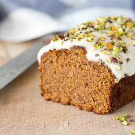 Vegan carrot cake with delicate frosting