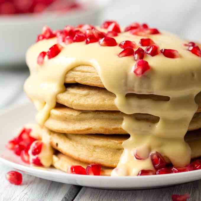 Ricotta Oat Pancakes & Creamy Lemon Sauce