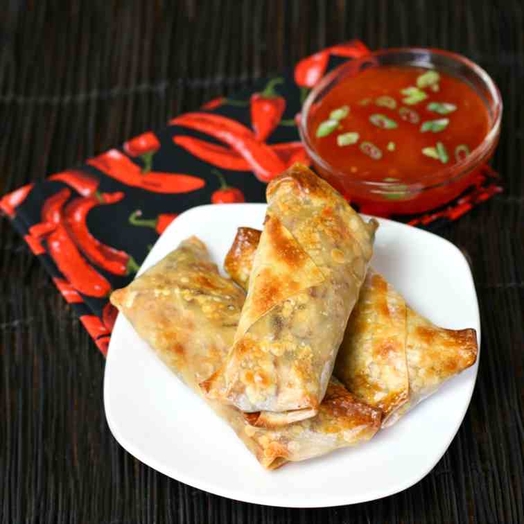 Turkey Spinach Crispy Baked Egg Rolls