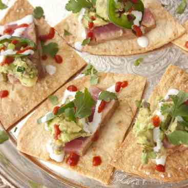 Seared Ahi Tuna on Baked Tortilla Chips