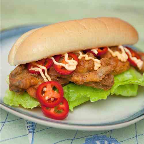 Fried Oyster Po' Boy Sandwich