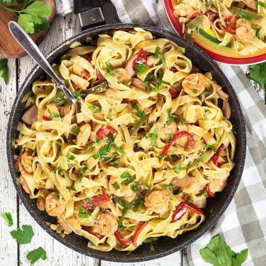 Cajun Shrimp and Sausage Pasta