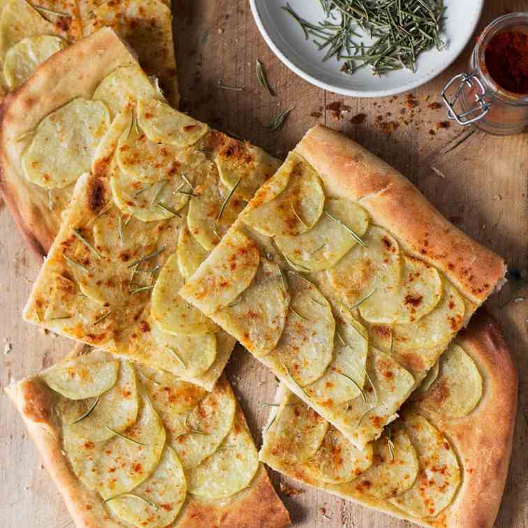 Vegan potato pizza with rosemary